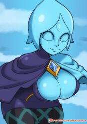 1girls armless big_breasts blue_skin brachyzoid breasts clothed fi no_irises skyward_sword the_legend_of_zelda thick_thighs