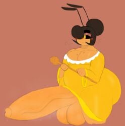 antennae ass_in_dress balls_out bee big_ass big_balls big_butt big_penis blush blushing_male cleavage doomcurse dress femboy feminine_male honey_wand huge_dick huge_penis male_only orin_(doomcurse) penis_out penis_out_of_dress sweat sweaty_balls sweaty_penis veiny veiny_penis