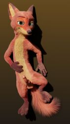 3d_(artwork) animal_genitalia animal_penis anthro balls belly black_nose blender_(software) canid canine canine_genitalia canine_penis claws digital_media_(artwork) disney erection fluffy fluffy_tail fox fur genitals gradient_background green_eyes half-closed_eyes hand_on_stomach high-angle_view looking_at_viewer male mammal markings narrowed_eyes nick_wilde nude orange_body orange_fur penis pink_penis rockyrcoon short_legs simple_background smile solo tail yellow_belly zootopia