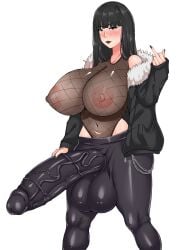 1futa areolae balls big_balls black_hair breasts clothed clothing erection erection_under_clothes futa_only futanari goth huge_balls huge_breasts huge_cock human hyper_penis large_breasts light-skinned_futanari light_skin nipples original original_character partially_clothed penis pondbs solo solo_futa standing thick_thighs tight_clothing wide_hips