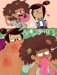 2d 2koma ? ahe_gao ahegao amphibia anilingus anne_boonchuy artist_name ass ass_focus ass_worship big_ass big_butt big_hair black_eyelashes black_eyes blush blush_lines bottom_heavy breasts brown_hair bubble_ass bubble_butt clothed clothing comic crossover dark_body dark_skin disney disney_channel eye_roll eyelashes fat_ass fat_butt females females_only heart huge_ass huge_butt human instant_loss_2koma large_ass large_butt leaf long_tongue lying lying_on_stomach messy_hair molly_mcgee ota_(artist) pink_tongue rimjob rimming rimming_female saliva signature smug spank_marks spanked spanked_butt speech_bubble spread_legs tan_body tan_skin thai the_ghost_and_molly_mcgee thick_ass thick_thighs tongue_out wide_hips yuri