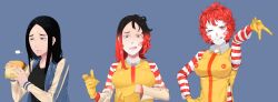 breast_expansion clown_girl clown_makeup clownification female forced_transformation hair_color_change hamburger identity_death large_breasts mcdonald's menma911 ronald_mcdonald rule_63 transformation transformation_sequence