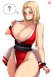 1girls 2020 2020s 2d 2d_(artwork) 5_fingers ? artist_logo artist_name artist_signature ashamed asian_clothing ass beige_skin belly belt big_breasts big_butt big_hips blonde_eyebrows blonde_female blonde_hair blonde_hair_female blush blushing_profusely breasts brown_eyes cleavage cleavage_overflow closed_mouth clothed clothed_female clothes clothing color colored confused confused_look confusion cosplay cropped cropped_legs crystal crystal_gem curvy curvy_body curvy_female curvy_figure curvy_hips curvy_thighs ear ears ears_up embarrassed embarrassed_female eyelashes eyes eyes_open fatal_fury fighter fighting_game fingernails fingers first_person_perspective first_person_view gem gemstone hair half-dressed half_dressed half_naked half_naked_female half_nude hips human humanoid humanoid_genitalia japanese japanese_clothes japanese_clothing jmg king_of_fighters large_breasts light-skinned light-skinned_female light_skin lips lipstick looking_down magic magic_user magical_girl mai_shiranui_(cosplay) mammal mammal_humanoid manga martial_artist martial_arts martial_arts_uniform mouth_closed nail nail_polish nailpolish nails nails_painted naruto naruto_(classic) naruto_(series) naruto_shippuden neck no_bra no_dialogue no_panties no_pants painted_fingernails painted_nails partially_clothed partially_nude partially_undressed question_mark reveal revealing revealing_clothes revealing_clothing revealing_outfit ribbon ribbons short_hair shounen_jump shy shy_expression simple_background skimpy snk solo solo_focus speech_bubble suggestive suggestive_look surprise surprised surprised_expression surprised_face surprised_look sweat sweat_drop sweatdrop sweating sweaty sweaty_body text thick_thighs thighs tied_hair tsunade watermark white_background wide_thighs wristband wristwear yellow_hair