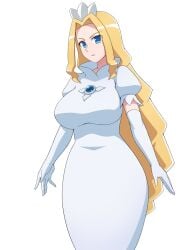 1girls big_breasts blonde_hair blue_eyes clothed crown curvy dress japanese_text kakikorori light-skinned_female long_hair mega_man mega_man_battle_network princess_pride sfw tagme translation_request wide_hips