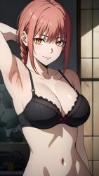 ai_generated armpit black_bra chainsaw_man collarbone jarentr makima_(chainsaw_man) red_hair self_upload tagme