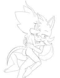 anthro ass breasts canid canine canis duo ellie_the_wolf embrace fangs female female/female fours_(artist) gecko genitals hi_res lizard looking_at_viewer mammal on_lap pussy reptile scalie sitting_on_lap skitter_the_gecko teeth wolf