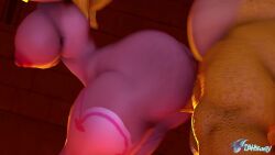1boy 1girls 3d animated ass big_ass big_breasts blonde_hair bouncing_breasts bowser breasts dasharky3d duo erect_penis erection female female_penetrated from_behind huge_ass interspecies male mario_(series) nipples nude nude_female penis princess_peach sex side_view size_difference sound standing tagme video