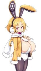 1girls big_breasts breasts bunny_ears bunny_girl bunnysuit cleavage disgaea disgaea_5 huge_breasts large_breasts looking_at_viewer nippon_ichi_software sawati simple_background solo solo_female solo_focus tights usalia_(disgaea) white_background yellow_hair