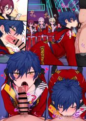 1boy 2021 5koma 6+boys :>= balls big_penis blue_hair blush censor_bar censored censored_penis closed_eyes clothed_male_nude_male crowd crowd_scene crowd_watching crowded deepthroat ensemble_stars! fellatio femboy hiyori_tomoe ibara_saegusa jun_sazanami licking licking_penis licking_tip multiple_images multiple_scenes multiple_views nagisa_ran pov public public_fellatio public_sex solo_focus sonatine_(artist) testicles thick_thighs thighs watching x-ray yaoi yellow_eyes