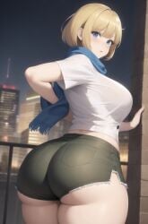 ai_generated big_butt blonde_hair booty_shorts butt fat_ass huge_butt pawg resident_evil resident_evil_6 scarf sherry_birkin short_hair shorts thick_thighs