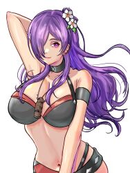 1girls alboeire alternate_costume bikini black_bikini black_choker black_swimsuit breasts choker female female_only fire_emblem fire_emblem:_three_houses fire_emblem_heroes fire_emblem_warriors:_three_hopes flower flower_in_hair hair_flower hair_ornament hair_over_one_eye large_breasts long_hair navel nintendo official_alternate_costume purple_eyes purple_hair shez_(female)_(fire_emblem) shez_(female)_(summer)_(fire_emblem) shez_(fire_emblem) short_hair simple_background solo stomach swimsuit white_background white_flower