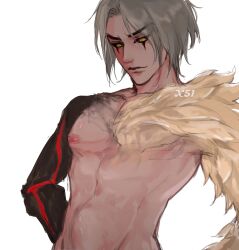 angel demon high_noon_talon league_of_legends male nipples no_visible_genitalia nude scar simple_background skinny talon_du_couteau yellow_eyes