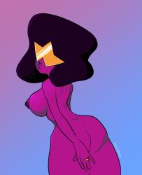 1girls areolae ass big_breasts breasts cartoon_network erocoffee female female_only garnet_(steven_universe) glasses looking_at_viewer looking_back naked naked_female nipples nude nude_female open_mouth ring sideboob solo solo_female steven_universe