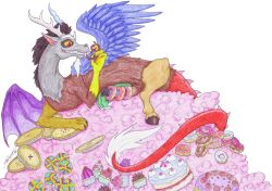 cake chimera discord_(mlp) donut draconequus erection food friendship_is_magic furry hasbro hybrid male my_little_pony penis solo straight_hair zhakrisstol