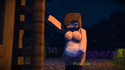 1girls 3d after_sex animated blue_eyes brown_hair cum cumflation female flower_in_hair horny_female human_female humanoid jenny_belle_(slipperyt) jenny_odd_adventure mine-imator minecraft nude outside slipperyt tagme