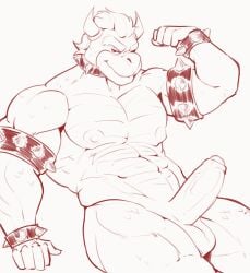 absurd_res anthro barazoku bowser breasts don_conej0 furry gay genitals hi_res invalid_tag male male/male male_only mario_(series) muscular nintendo penis sex solo