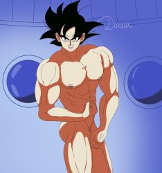 1boy bara donnalisianthus dragon_ball dragon_ball_z flexing gay male muscle muscular_male son_goku yaoi