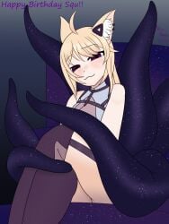 blonde_hair cat_ears catgirl face_markings female_only red_eyes squchan_(vtuber) tentacle virtual_youtuber vyugen