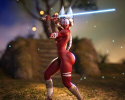 abs absurd_res alternate_version_available armwear big_ass bracelet breasts countershade_face drinkerofskies headdress leg_wrap lekku lightsaber nipples nude nude_female pose red_skin shaak_ti skin_markings slim_waist star_wars the_force_unleashed togruta