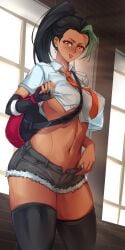 1girls big_breasts breasts busty curvaceous curvy curvy_body curvy_female curvy_figure female game_freak mkm_0610 necktie nemona_(pokemon) nintendo pokemon pokemon_(game) pokemon_sv school_bag school_uniform schoolgirl schoolgirl_uniform thick_thighs thighs tie undressing voluptuous