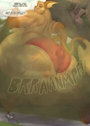 anikifaux anthro bottomwear clothing duo fart hi_res male male/male only overweight shorts vore