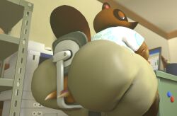 3d animal_crossing ass belly big_butt chubby clothes crazy_redd facesitting fat moobs mrrainbow nintendo office source_filmmaker tagme tom_nook