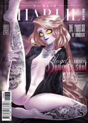 charlie_morningstar_(hazbin_hotel) gali-x hazbin_hotel magazine_cover partially_clothed_female tagme tattoos