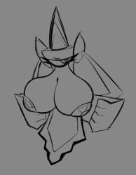 1girls aegislash animate_inanimate breasts female female_focus female_only huge_breasts living_weapon nintendo pokémon_(species) pokemon showing_breasts smokey_blokey solo_female sword video_games