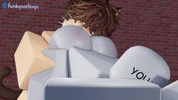 3d 3d_(artwork) big_ass big_balls big_penis cat_ears cat_tail catboy funkycatboys gay grey_body kraxxcat licking_ass male/male roblox robloxian self_upload tagme thick_ass twitter_username