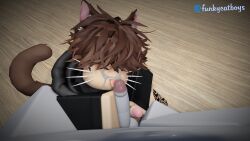 3d 3d_(artwork) big_ass big_balls big_penis cat_ears cat_tail catboy funkycatboys gay grey_body kraxxcat male/male roblox robloxian self_upload tagme thick_ass