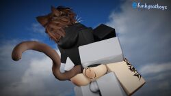 3d 3d_(artwork) big_ass big_balls big_penis cat_ears cat_tail catboy funkycatboys gay grey_body kraxxcat male/male roblox robloxian self_upload tagme thick_ass twitter_username