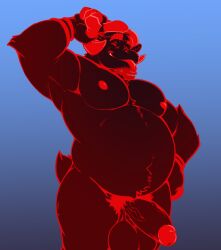 2023 anthro anton_(daxhush) balls barazoku beard belly biceps big_balls big_belly big_muscles big_penis blep blue_background bovid caprine caprine_demon chibsarts closed_eyes demon erection eyebrows facial_hair fur genitals gesture hand_on_hip hi_res horn humanoid_genitalia humanoid_penis male mammal markings musclegut muscular muscular_anthro muscular_male navel nipples nude obliques overweight overweight_anthro overweight_male pecs penis pubes red_body red_fur red_horn saggy_balls silly silly_face simple_background smile solo standing thick_penis thick_thighs tongue tongue_out tuft vein