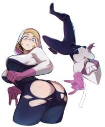 1girls blonde_hair bubble_ass bubble_butt characterful female female_only gwen_stacy marvel ripped_clothing sho-n-d solo spider-gwen spider-man:_into_the_spider-verse spider-man_(series)