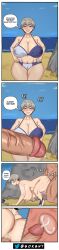 alternate_body_type ass belly big_penis blue_eyes breasts comic cum_in_pussy cum_inside drawing english_text hips_grab huge_ass huge_breasts huge_butt huge_nipples penis pubic_hair pussy sakurai_shinichi sex soks(artist) sperm swimsuit thick_thighs uzaki-chan_wa_asobitai! uzaki_hana veins venus_body wide