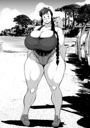 1girls 2023 2d 2d_(artwork) 2d_artwork big_ass big_breasts big_butt black_and_white black_hair blush blush_lines blushing blushing_at_viewer braid breasts cleavage cleavage_overflow daisy_dukes female full_body fully_clothed harorlood high-waist_shorts hip_dips hotpants huge_ass huge_breasts huge_butt knock-kneed looking_at_viewer marina_(harorlood) mound_of_venus muscular muscular_female muscular_legs muscular_thighs no_nude outdoors outline short_shorts shorts small_waist smile smiling smiling_at_viewer sneakers solo_female tank_top thick_thighs thin_waist tiny_waist wasp_waist wide_hips