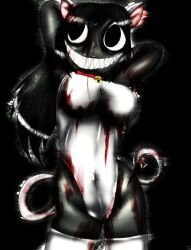 anthro armpits big_eyes black_hair blood catgirl creepy fahad_lami grey_skin horror lomando mimi_(lomando.com) nightmare_waifu scary scary_face sharp_teeth