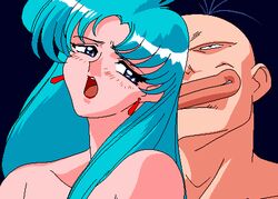 1boy 1girls 90s ahoge animated bare_arms bare_shoulders big_lips blue_eyes blue_hair blush bottomless bouncing_breasts breasts censored closed_eyes clothing detached_sleeves earrings eyebrows_visible_through_hair female game_cg hand_on_breast hand_on_hip jewelry large_breasts leg_hold leg_lift licking_hair lips lipstick long_hair looking_back lowres male matching_hair/eyes milfy naked_sleeves navel nipples nude one_leg_up open_mouth penetration penis pussy rape red_lipstick screaming sex smile sogna spread_legs standing_sex tank_top teeth testicles thighs tongue tongue_out vaginal_penetration very_long_hair viper_(series) viper_btr