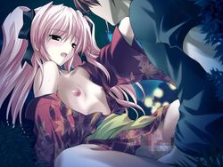 bow censored choukou_(alicesoft) choukou_sennin_haruka clothed_sex clothing flat_chest game_cg onigirikun pettanko pink_hair sex shihoudou_narika tied_hair twintails wafuku