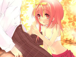 1boy 1girls 2d handjob itou_noidi nanatsuiro_drops red_eyes red_hair tagme