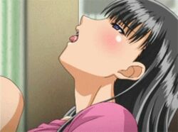 1boy 1girls animated blush censored cunnilingus drool female male mizushima_asa oral saisho_hajime sora_no_iro_mizu_no_iro tagme