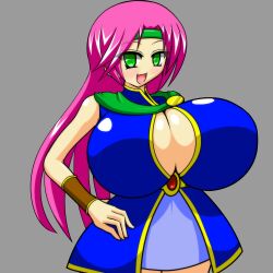 bimbo breasts bursting_breasts cleavage faris_scherwiz final_fantasy final_fantasy_five gigantic_breasts green_eyes happy headband huge_breasts impossible_clothes impossible_shirt l_suc_(artist) large_breasts looking_at_viewer massive_breasts open_mouth princess purple_hair shirt tight_clothes