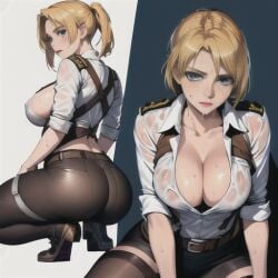 ai_generated annie_leonhardt ass attack_on_titan blonde_hair breasts katsuprime see-through_clothing stable_diffusion sweat wet