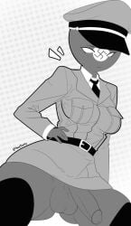 1futa 2023 balls big_breasts big_penis bottomless breasts clothed clothing countryhumans countryhumans_girl enfixroute erection futa_only futanari greyscale humanoid humanoid_penis low-angle_view monochrome mostly_clothed nazi nazi_germany_(countryhumans) penis penis_out solo source_deleted swastika thighhighs