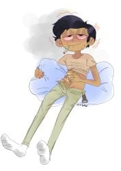 amphibia cum futa_only futanari marcy_wu masturbation post_masturbation smoking smoking_weed smooth_skin weed xxxchillipepper_(artist)