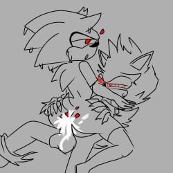 anthro big_ass boy chains coldsteel_the_hedgehog cum cum_in_ass cum_inside earings fleetway_super_sonic gay gay_sex heart long_gloves red_eyes sharp_claws sharp_teeth sonic_(series) sonic_the_hedgehog_(comics) sweat sweating uncolored