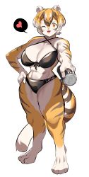 1girls amber_eyes anthro arknights big_breasts bikini black_bikini breasts female heart mx99926 panties simple_background solo solo_female tagme thick_thighs tiger tiger_girl waai_fu_(arknights) white_background wide_hips