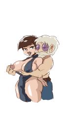 1boy 1girls big_breasts blizzard_entertainment blue_eyes brown_hair gill_the_gnome gnome gnome_(warcraft) light-skinned_female light_skin linny nipple_pinch original_character warcraft world_of_warcraft