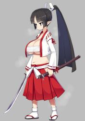 breasts chest_wraps cleavage disgaea huge_breasts katana lady_samurai_(disgaea) large_breasts nippon_ichi_software samurai sawati underboob