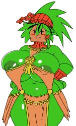 1girls alternate_costume big_breasts blaster_master breasts cylinderorchid female flora_fauna green_body huge_breasts kanna_(blaster_master) mob_face nipple_slip plant_girl plantie solo thick_thighs voluptuous