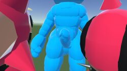 3boys 3d 3d_(artwork) 3d_model background background_sky blixer blue_body blue_dick blue_penis cyan cyan_body cyan_penis gay gay_sex jsab just_shapes_and_beats looking_at_penis lycanthropy lycanthropy(jsab) no_visible_face recroom recroom-nsfw rentherennn skinny spike_collar spiked_collar spikes threesome toony vr vr_media